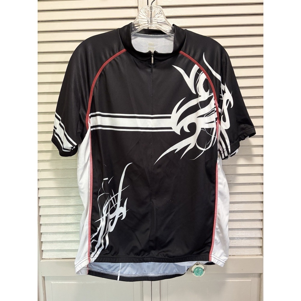 Primal Men's Zip Up Cycling‎ Jersey Shirt Black/Red Size 2XL Logo 1/4 Collar